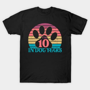 I'm 10 In Dog Years Funny 70 Yr Old Vintage 70th Birthday T-Shirt